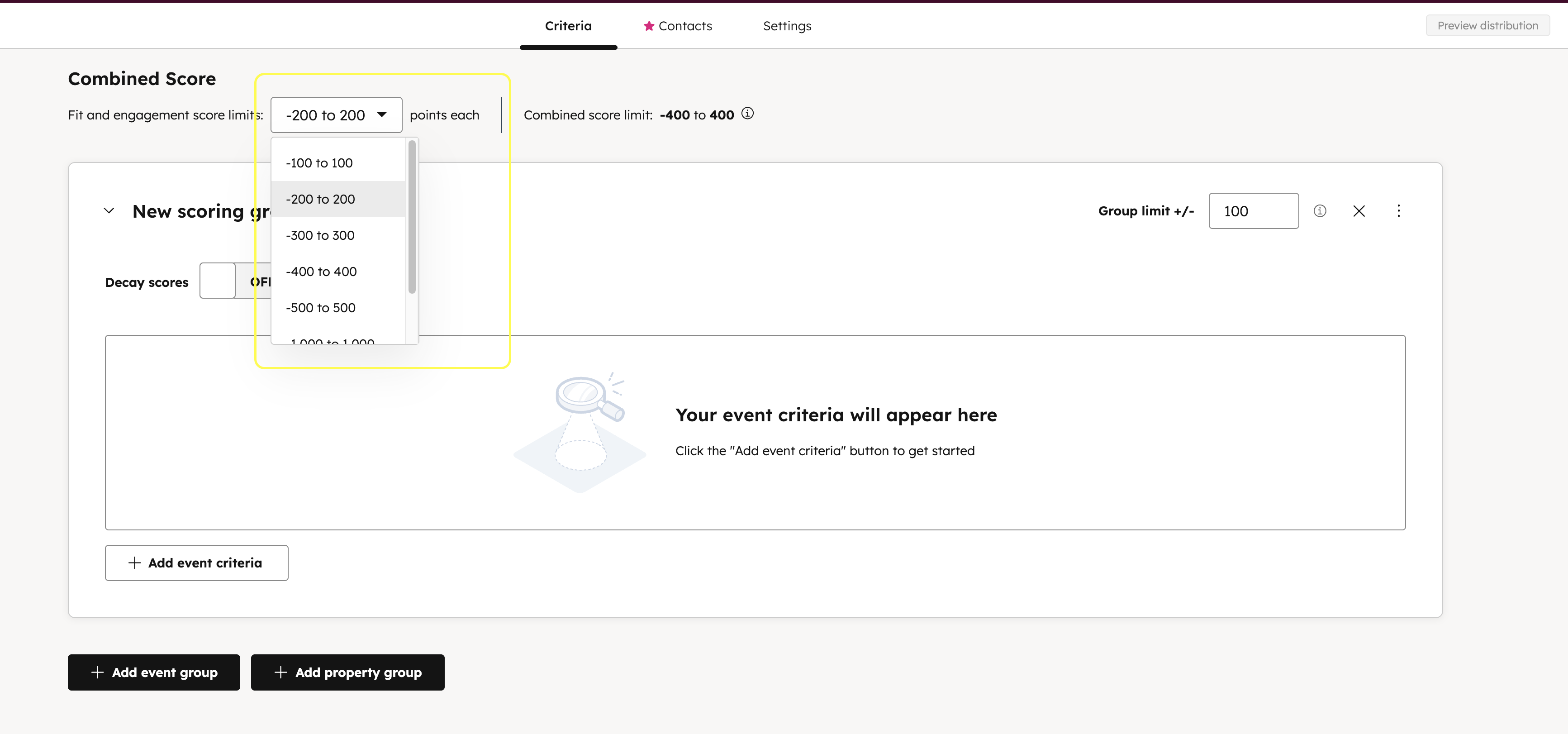 HubSpot Combined Score Limit