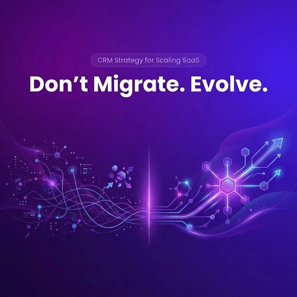 CRM evolution concept showing how SaaS companies can scale systems without migrating to a new platform